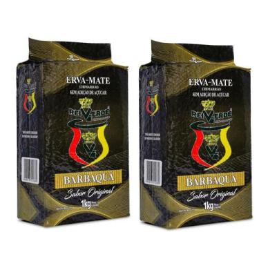 Imagem de 2 Erva Mate Chimarrão REI VERDE DEFUMADA BARBAQUA 1Kg