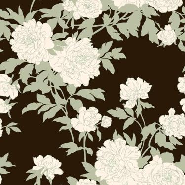 Imagem de EPPKILY Papel de parede floral branco/rosa claro para descascar e colar vintage peônia floral papel de parede de contato autoadesivo removível papel de contato para paredes armários de quarto forro