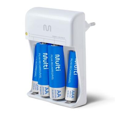 Imagem de Carregador De Pilhas Aa/Aaa + 2 Pilhas Aa 2500Mah + 2 Pilhas Aaa 1000Mah Multilaser - CB045 CB045