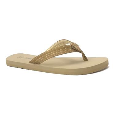 Imagem de Nova sandália feminina clássica de praia flip chinelo macio sapato sem cadarço Maui-1033, Camel, 7