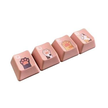 Imagem de Conjunto de teclas Cats' Paw 4, teclas PBT tingidas, teclas OEM DIY para teclado mecânico de jogos, Q W E R