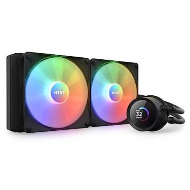 Imagem de NZXT Kraken 280 RGB - RL-KR280-B1 - Cooler líquido de CPU AIO de 280 mm - Tela LCD quadrada personalizável de 1,5 polegadas para imagens, métricas de desempenho - Bomba de alto desempenho - 2 x ventiladores F140 RGB Core - Preto