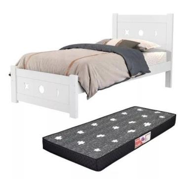 Imagem de Cama Solteiro 100% MDF Astronauta Juvenil Incluso Colchão D20 - Anaybe