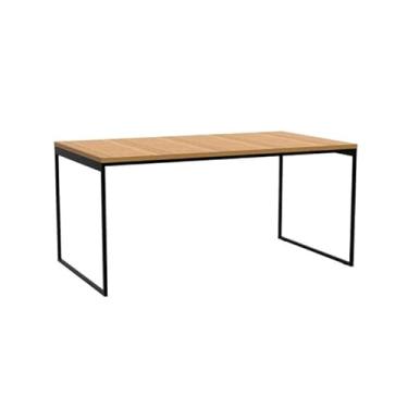 Imagem de Mesa de Jantar Retangular Industrial Stanford Carvalho e Preta 160 cm