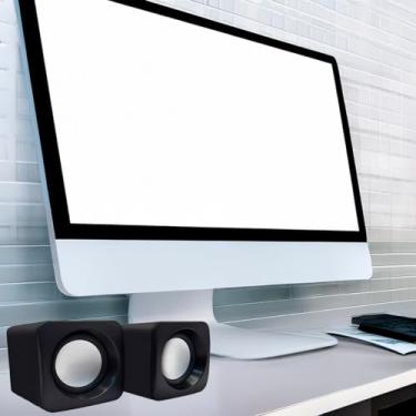 Imagem de Caixa de Som USB para Notebook e PC, Mini Alto-falantes Estéreo, 2 Unidades, Preto