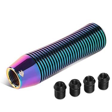 Imagem de NRG Innovations SK-700MC Botão de câmbio universal de alumínio com adaptadores de rosca, alavanca de cilindro curvo estilo dissipador de calor, neocromático