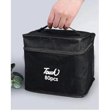 Imagem de Canetinha Ponta Dupla Colorir Canetinha Marcador Escolar Permanente Kit Estojo de Canetinha Duas Pontas Coloridas