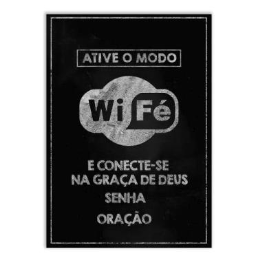 Imagem de Placa Decorativa Religioso Wi Fé Frases Jesus Decoração Quarto Sala
