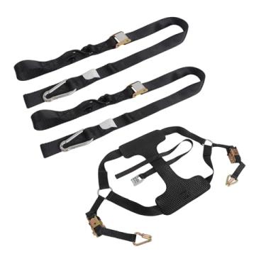 Imagem de MOTO4U Pacote de amarração de motocicleta esportiva, 1 pacote com alças de amarração para roda traseira de motocicleta com catracas e 2 alças de fivela de came de 3,8 cm x 1,8 m com laços macios e