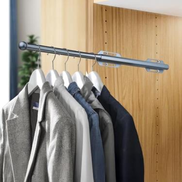 Imagem de Vara de manobrista de 30,5 cm para puxar para armário, haste de armário extensível ajustável, suporte de organização de haste retrátil padrão, extensor de varões de cabide de roupas para guarda-roupa