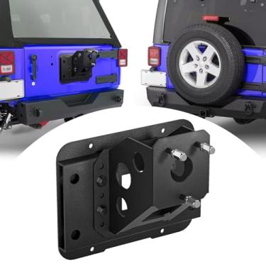 Imagem de EYOUHZ Suporte de pneu sobressalente ajustável adequado para Jeep Wrangler JK JKU Unlimited 2/4 portas 2/4 suporte de pneu sobressalente resistente de até 101,6 cm de montagem em rack de elevação de roda sobressalente (preto)