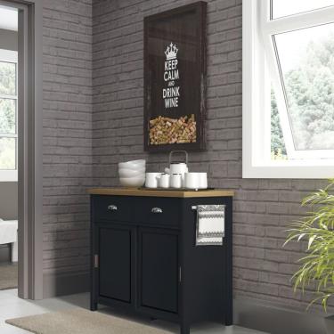 Imagem de Aparador Chá 2 Portas De Correr 2 Gavetas Ba-145 Denver Ditália Móveis Preto