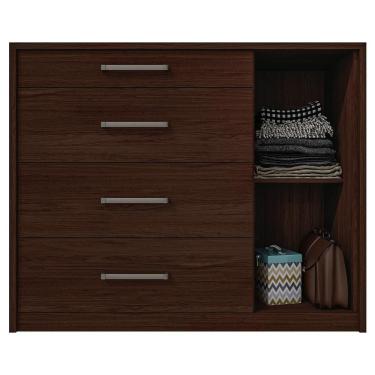 Imagem de Cômoda Sapateira 1 Porta 4 Gavetas Marrom Palacius Caemmun