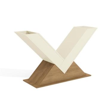 Imagem de Base De Mesa P/ Cozinha Amora Ba35 Madeirado S/ Tampo Freijó/off White - Kappesberg
