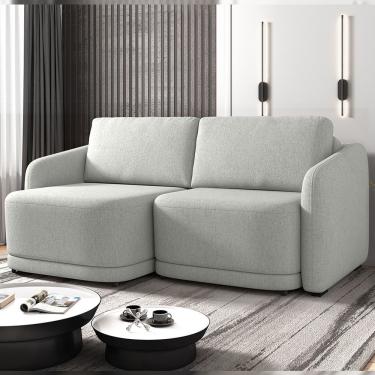 Imagem de Sofá Cama Modulado Retrátil E Reclinável Decorativo Varsóvia 216cm Linho Cinza G33 - Gran Belo