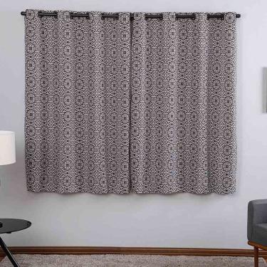 Imagem de Cortina Ipanema Jacquard Estampado 2,00x1,70m Para Sala Quarto Varão 2m - Azulejo Cinza