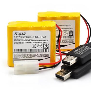 Imagem de Coonyard (Pacote Com 2) Bateria Recarregável De 9,6 V E 1000 Mah Ni-Cd Para Huanqi 781 728 Rc 1:24 M1A2, Tanque Brinquedo, Carro, Barco Batalha, Brinquedos, Eletrodomésticos