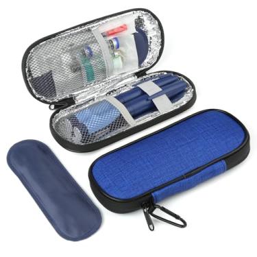 Imagem de GERMUN Estojo Térmico Para Caneta De Insulina Com 2 Bolsas Gelo Reutilizáveis Aprovadas Pela Tsa, Bolsa Térmica Organizadora Medicamentos Diabéticos, Canetas E Outros Suprimentos (Azul)