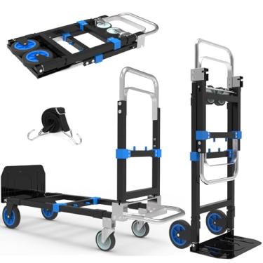 Imagem de Doerpuz Carrinho De Mão Dobrável 3 Em 1 Para Serviços Pesados, Portátil Conversível Aço Com Alça Telescópica, Utilitário Rodas Borracha, Capacidade 500 Lb