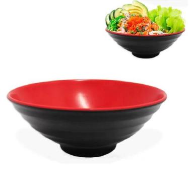 Imagem de Tigela Bowl Cumbuca Oriental Japonesa 650ml Preto e Vermelho - Impo