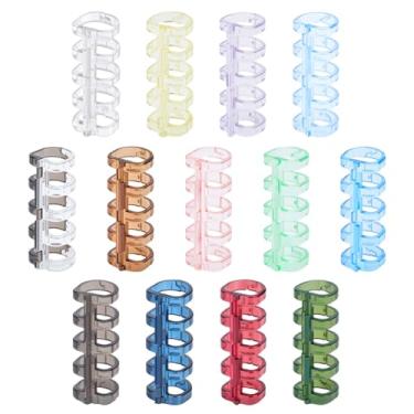 Imagem de MAYJOYDIY 52 peças 5 anéis de plástico para fichário de folhas soltas tiras de livro multicoloridas para encadernação espinhas snap split pentes para caderno, diário, álbum de recortes, álbum de fotos