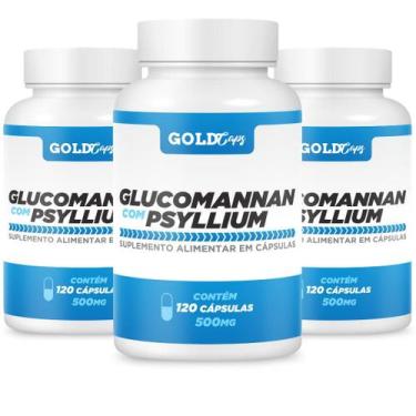 Imagem de Glucomanan Psylium 360 cápsulas 500 mg kit 3 x 120 cáps Glucomannan - 