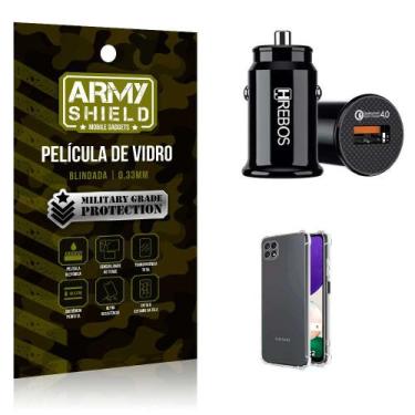 Imagem de Kit Carregador Veicular Turbo 18w com Capinha Samsung A22 5G e Películ
