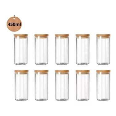 Imagem de Kit Potes Com Tampa Em Bambu Redondo 450ml Vidro - DH COMERCIO, 3