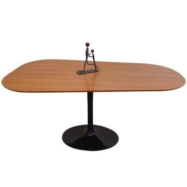 Imagem de Mesa de Jantar Tulipa Saarinen Organica 160x90cm Base Laca Preta Tampo