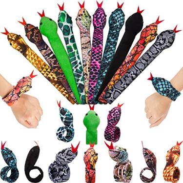 Imagem de 10 peças sortidas pulseira de tapa de cobra pulseira de tapa animal de lantejoula pulseiras legais de Halloween para brindes de festa de Halloween de Páscoa