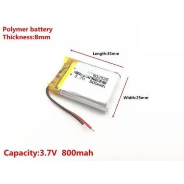 Imagem de Bateria 802535 3,7v 800mah 8mm X 25mm X35 Mm Com 2 Fios - - bgb