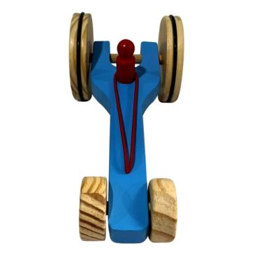 Imagem de Brinquedo Carrinho De Madeira Dragster Azul