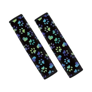 Imagem de Forchrinse Cinto de segurança automotivo com estampa de pata de cachorro para mulheres e homens, pacote com 2 capas de cinto de segurança, acessórios automotivos