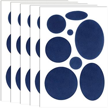 Imagem de OIIKI Kit de remendo de reparo de jaqueta acolchoada 40 peças/5 folhas, tecido de nylon azul adesivo de reparo autoadesivo à prova d'água fita adesiva para jaquetas casaco roupas tenda sacos de dormir calças de esqui furos