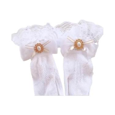 Imagem de Luvas Femininas Elegantes De Renda Flor De Rede Sem Dedos Proteção Sol