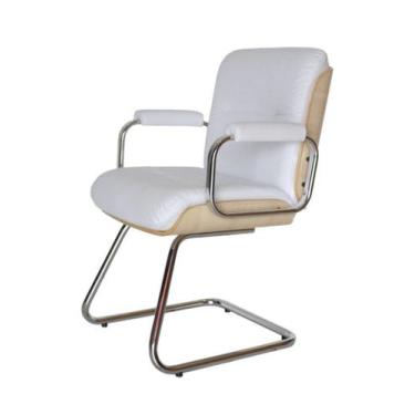 Imagem de Cadeira Eames Diretor Base Fixa Linha Capa em Madeira Branco - Design 