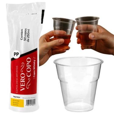 Imagem de Copo Plástico Liso Cristal Para Bebida Whisky 250Ml 50Un. - Verocopo