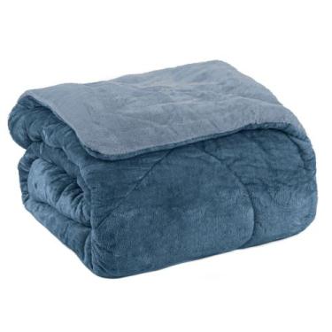 Imagem de Edredom king plush bicolor - azul indigo - First Class, King, Azul