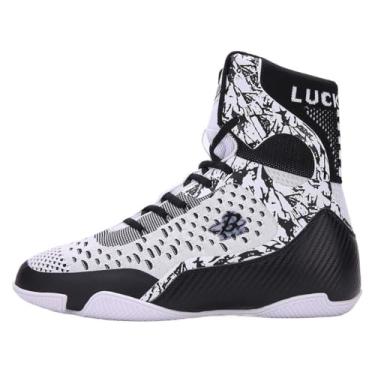 Imagem de Botas de boxe de cano alto para homens e mulheres – Tênis leve de treinamento e luta livre com suporte no tornozelo, aderência e conforto para MMA e academia, Preto, 13.5 Women/12 Men