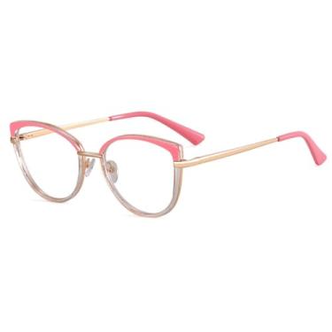 Imagem de Óculos de grau gatinho feminino com dobradiça de mola e bloqueio de luz azul (7)