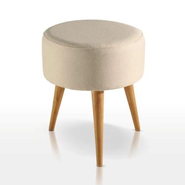 Imagem de Puff Em Linho Redondo Cleo Linho Bege Claro