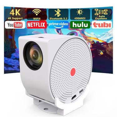 Imagem de Projetor com Bluetooth e WiFi, projetor portátil rotativo, projetor de teto com sistema de vídeo, compatível com TV Stick Mobile/HDMI/USB/Android, PS5