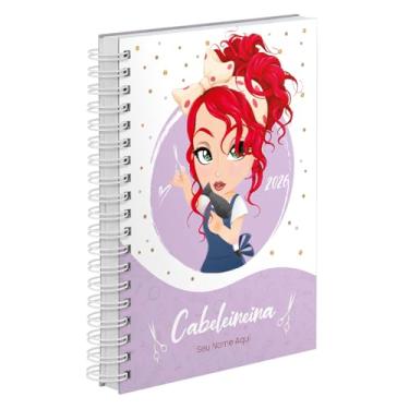 Imagem de Agenda Comercial 2026 Personalizada Capa Dura Cabeleireira Ruiva Cores (Lilás)