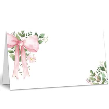 Imagem de Cartões de casamento Greenery, pacote com 25 cartões de nome para mesa, chá de panela, chá de bebê, decoração de mesa de festa de noivado, banquete, jantar, placa de mesa de comida de barraca, 5,3 cm