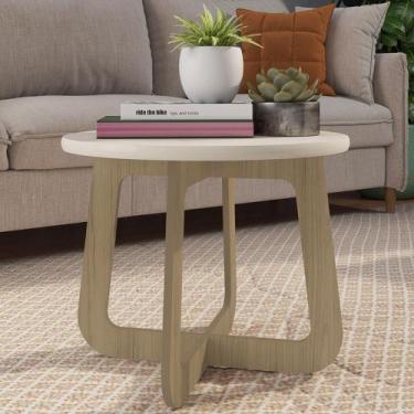 Imagem de Mesa Centro Redonda 65cm Para Sala MDF Rexxar Off/Carvalho A09 - Mpoze