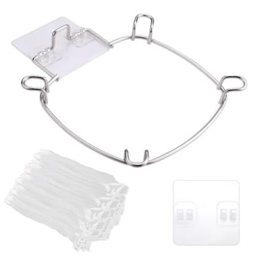 Imagem de Huakaile Cesta de coador de alimentos de aço inoxidável 304 para pia de cozinha com 100 sacos de rede, rack de filtro de filtro de rede de cozinha, coletor de lixo para pia seja fixado à torneira para