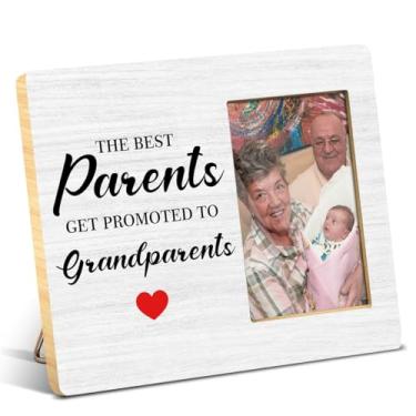 Imagem de JioJio Chan Porta-retratos para avós, porta-retratos para netos, presentes de anúncio de bebê para avó, avô, os melhores pais são promovidos aos avós, decoração de parede e mesa de madeira para fotos