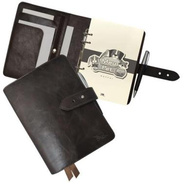 Imagem de Agenda Meu Pet Couro 334-R Personalizada Raffai Couros, Whisky