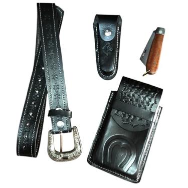 Imagem de Kit Acessórios Bainha e Canivete Capa de Celular e Cinto (preto, 110cm/tam 40 e 42)