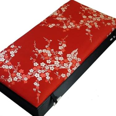 Imagem de Caixa de armazenamento com 21 compartimentos de grade, caixas de joias retangulares de brocado de seda chinesa, brincos de coleção de madeira, caixas de anel, caixa de embalagem decorativa com